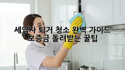 세입자 퇴거 청소 완벽 가이드: 보증금 돌려받는 꿀팁!